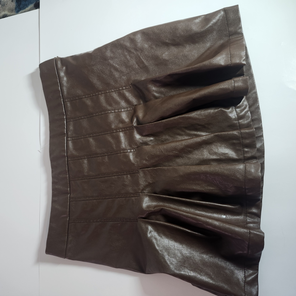 Brown Pleated  Mini Skirt for Casual Wear